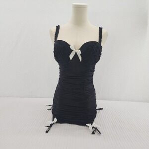 Victoria's Secret Sexy Little Things Black Bow Corset Mini‎ Dress sz 36C
